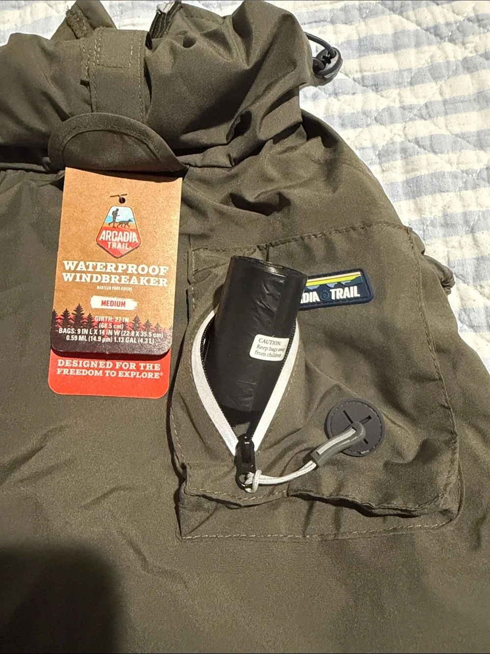 Arcadia Olive Green Waterproof Windbreaker Pet Jacket